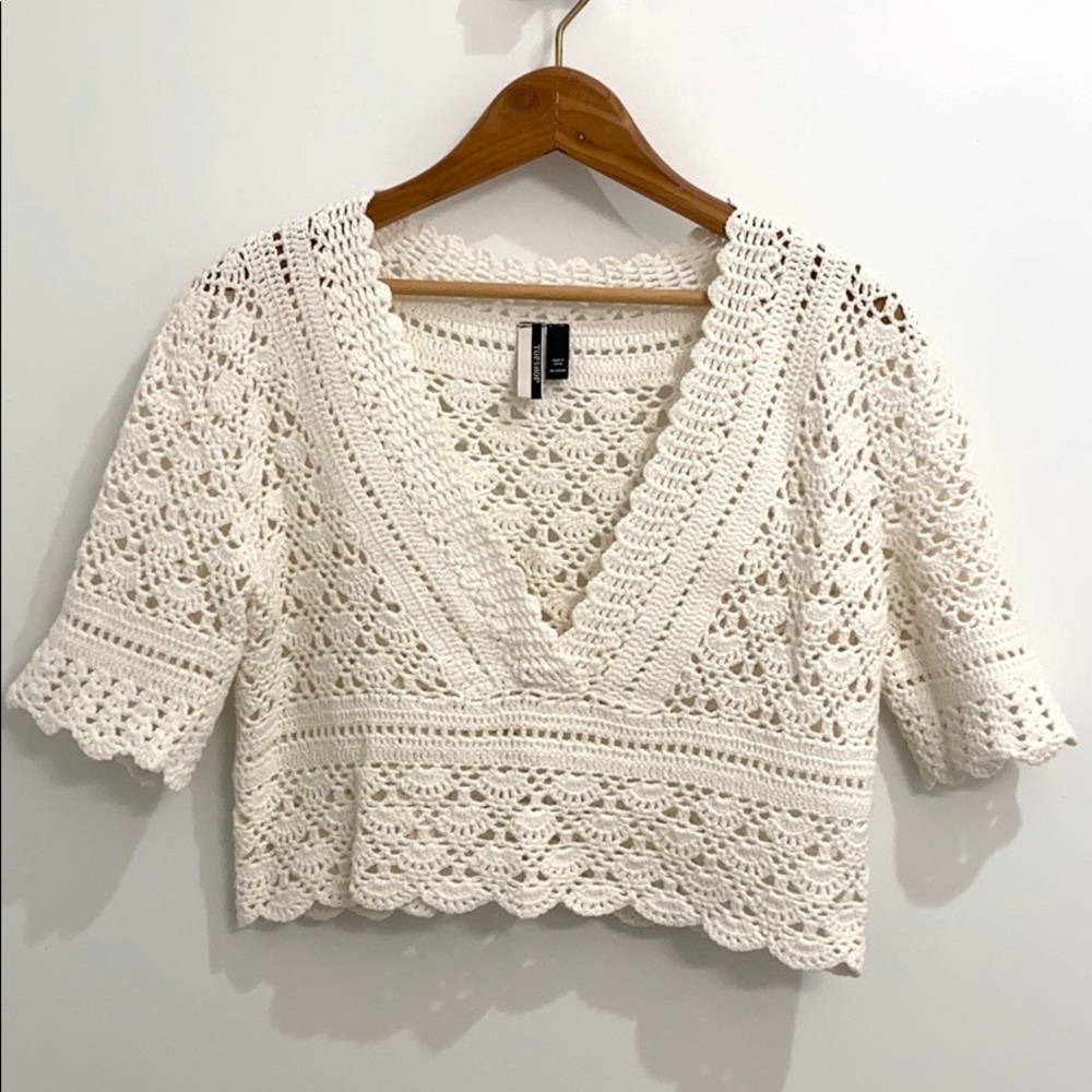 Topshop White Crochet Boho Crop Top